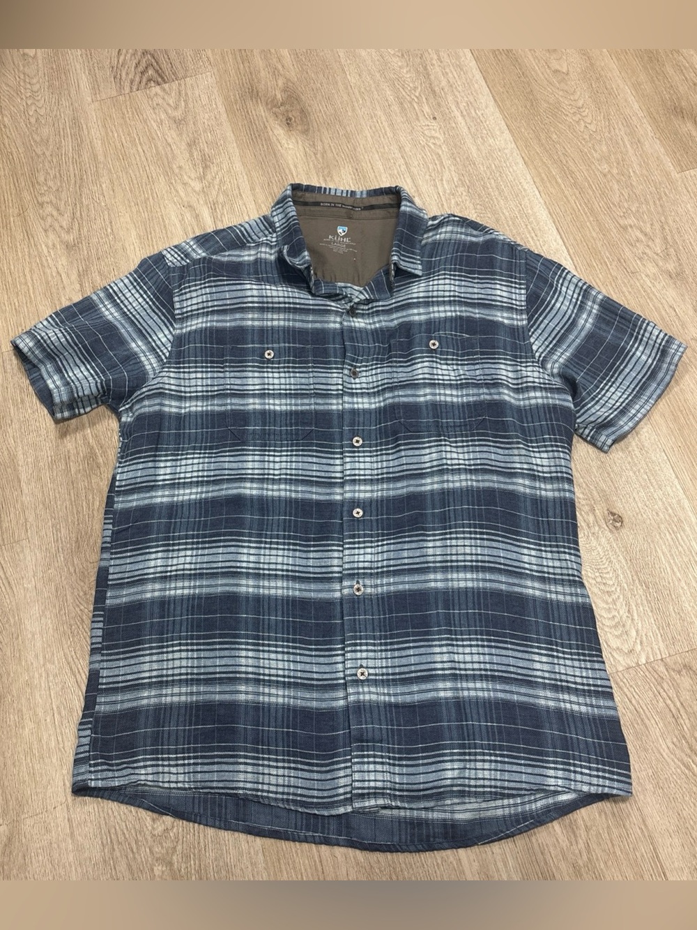 Kuhl Skorpio Men's Linen Cotton Blend Lightweight Button Up Hiking UPF Size L